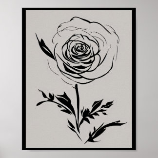 Poster Rosa de tinta minimalista