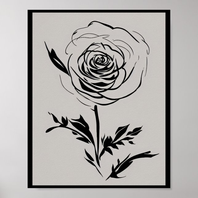 Poster Rosa de tinta minimalista (Frente)