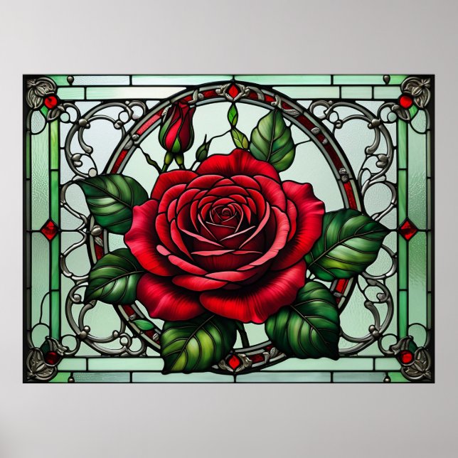 Poster Rosa de vidro colorido (Frente)