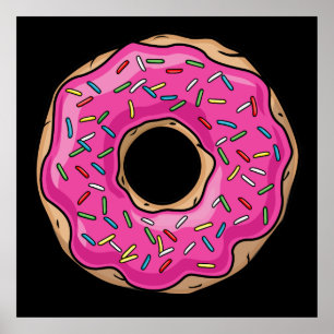 Pôster Rosa delicioso suculento rosquinha polvilhada