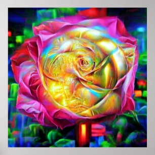 Poster Rosa do Arco-Íris Psicodélico