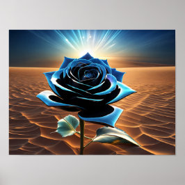 Poster Rosa do deserto metálico azul