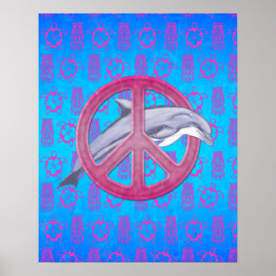 Pôster Rosa Dolphin Peace