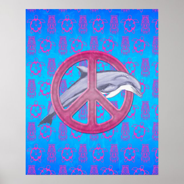 Pôster Rosa Dolphin Peace (Frente)
