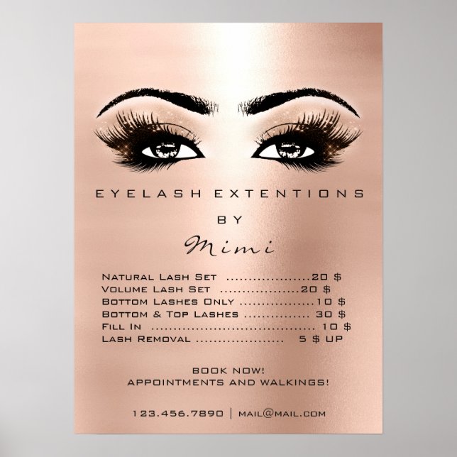Poster Rosa Dourada Blush Makeup Eyes Acelera os preços (Frente)
