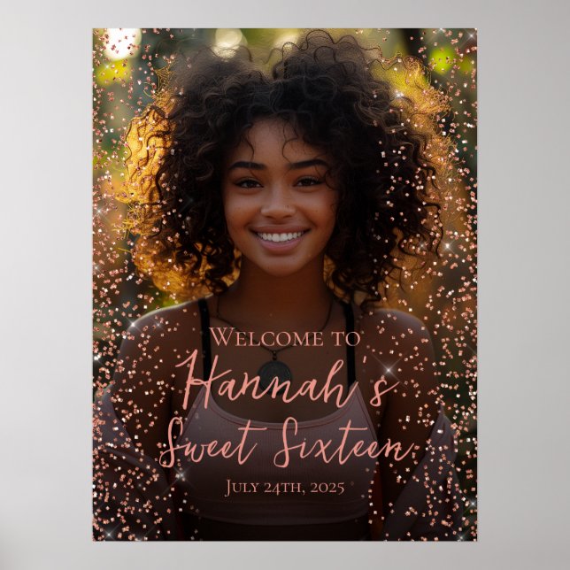 Poster Rosa dourado, 16 fotografia - sinal de boas-vindas (Frente)