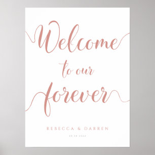 Poster Rosa Dourado Bem-vindo ao nosso Sinal de Casamento