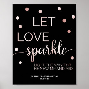 Poster Rosa Dourado e Preto Glam Confetti Sparkler Enviar