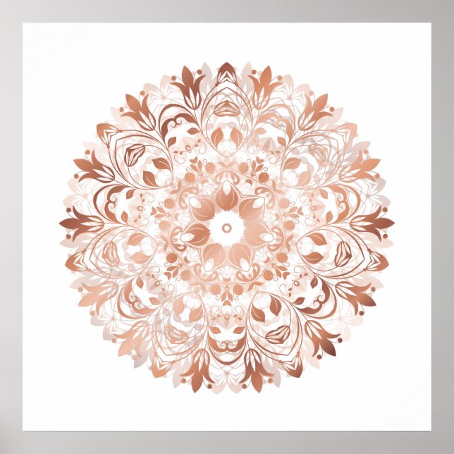 Poster Rosa Dourado Floral Mandala (Frente)