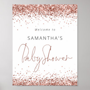 Poster Rosa Dourado Script Glitter Bem-vindo ao Chá de fr