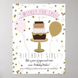 Poster Rosa e Dourado Açúcar são Doces Desejos de Bolo de