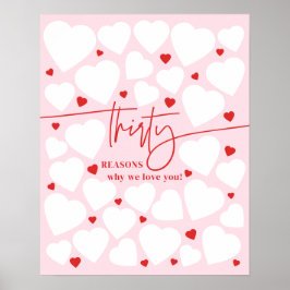 Poster Rosa e Vermelho 30 Razões pelas quais Nós Te Amamo
