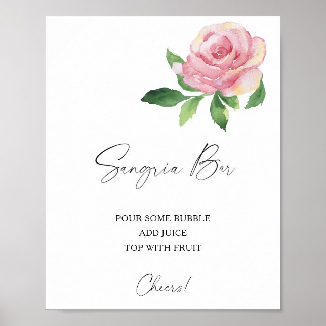 Poster Rosa elegante - bar sangria (Frente)