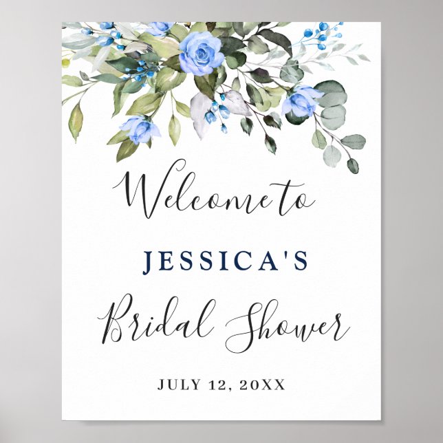 Poster Rosa Elegante Eucalyptus Blue (Frente)