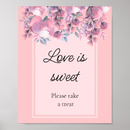Poster Rosa empoeirado Floral amor é doce chá de noiva   