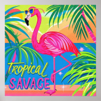 Rosa flamingo Tropical de pé numa perna