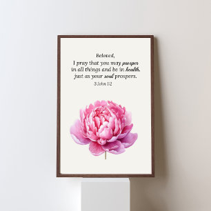 Poster Rosa Floral 3 John 1:2 Escritura Cristã