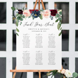Poster Rosa Floral Burgundy Encontre seu Gráfico de Assen