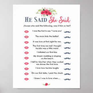 Poster Rosa Floral Disse Que Disse O Jogo
