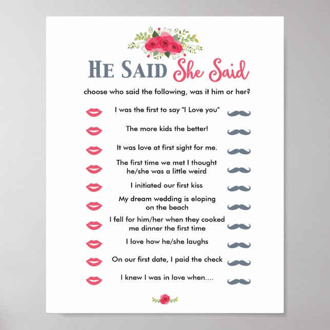 Poster Rosa Floral Disse Que Disse O Jogo (Frente)