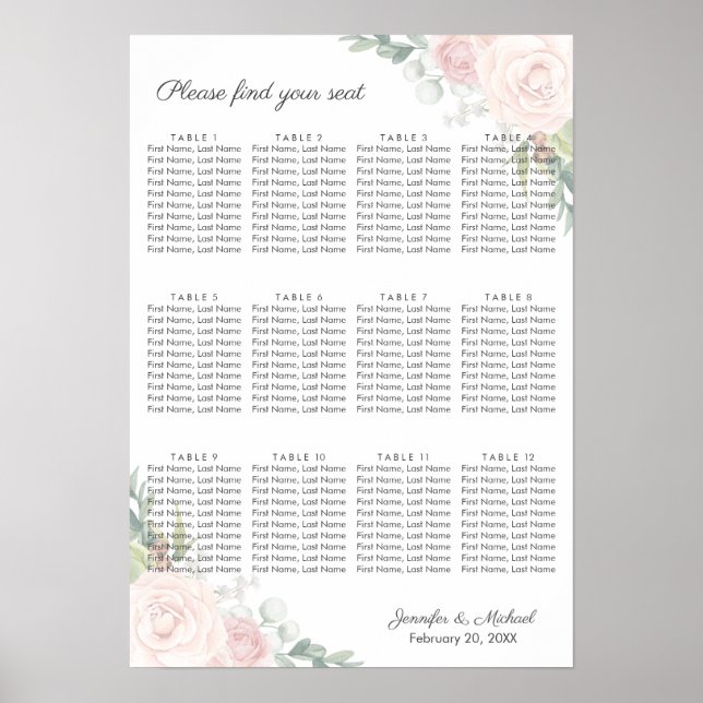 Poster Rosa Floral e Gráfico de Assentos de Jardim Verde  (Frente)