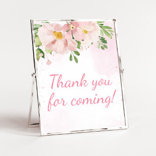 Poster Rosa Floral Primavera Obrigado por Vir,