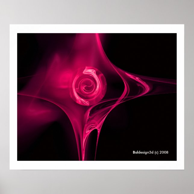 Pôster ROSA FRACTAL, fúcsia rosa (Frente)