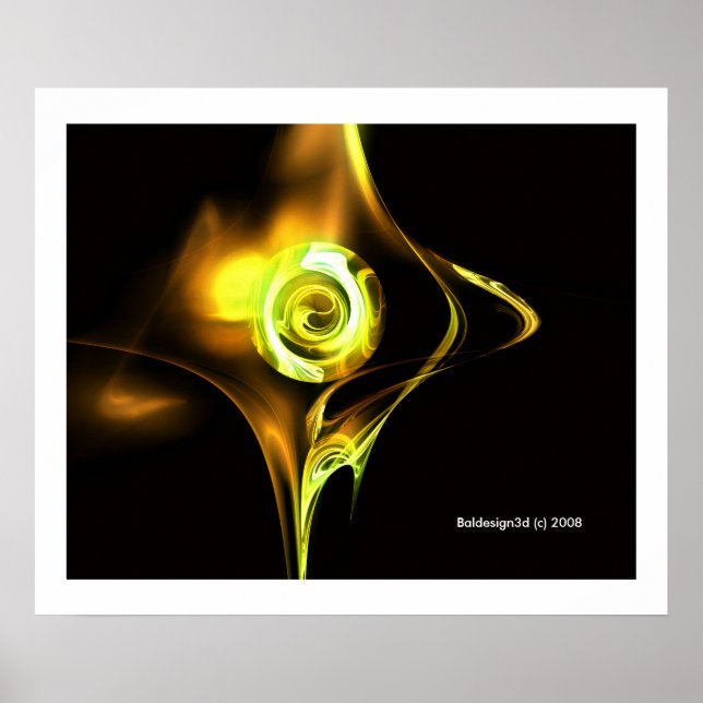 Pôster ROSA FRACTAL, marrom amarelo (Frente)