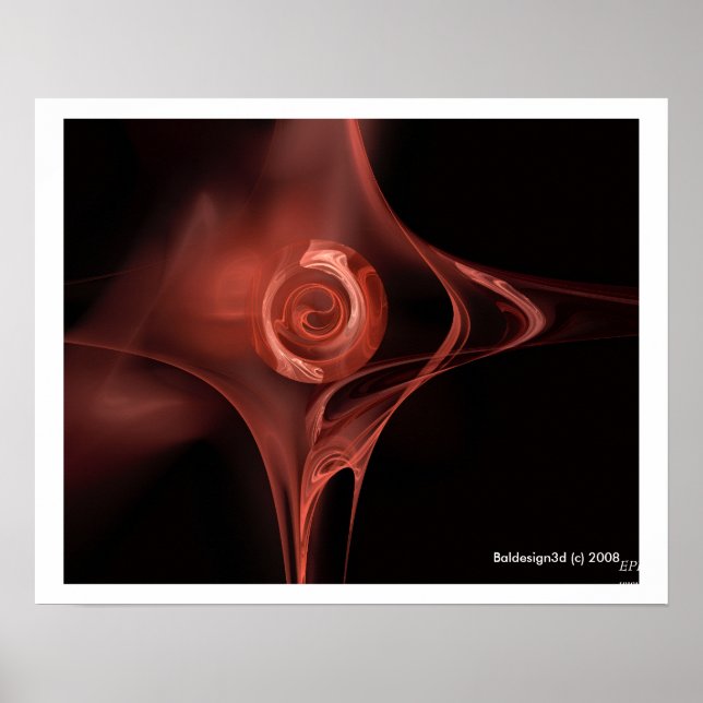 Pôster ROSA FRACTAL, marrom vermelho (Frente)
