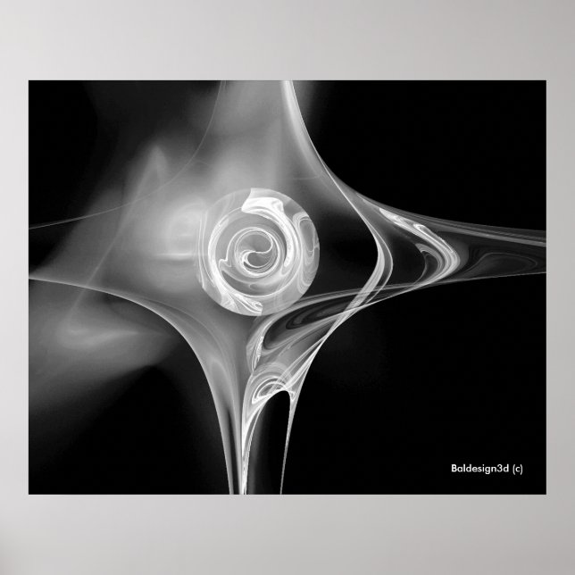 Poster ROSA FRACTAL, preto e branco (Frente)