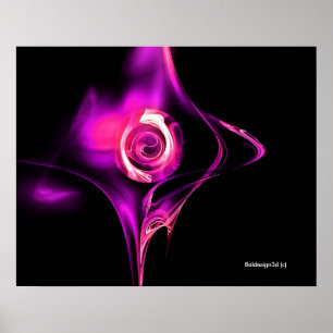 Pôster ROSA FRACTAL, roxo rosa
