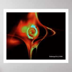 Pôster ROSA FRACTAL, vermelho verde azul