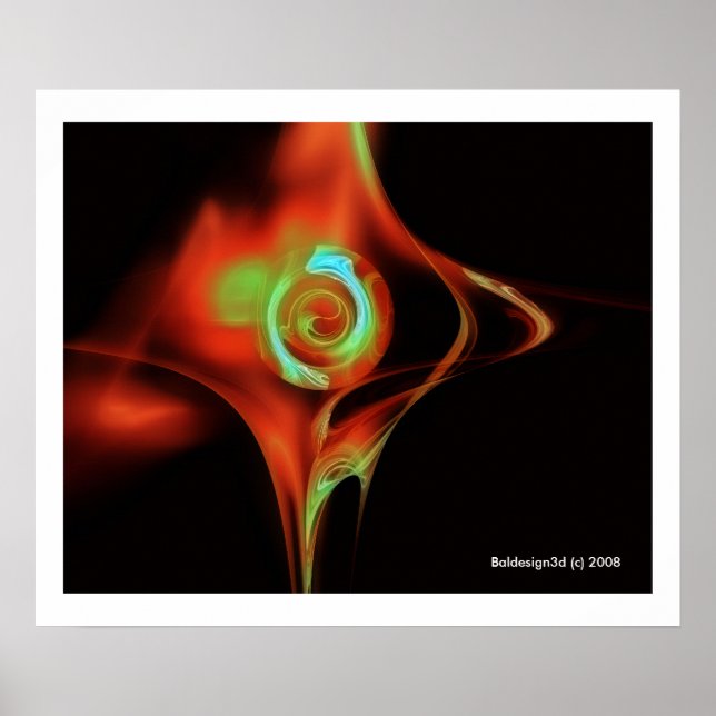 Pôster ROSA FRACTAL, vermelho verde azul (Frente)