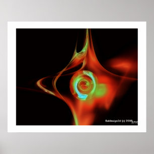 Pôster ROSA FRACTAL, vermelho verde azul