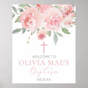 Poster Rosa Garden Girl Boho Baptism - Sinal de boas-vind
