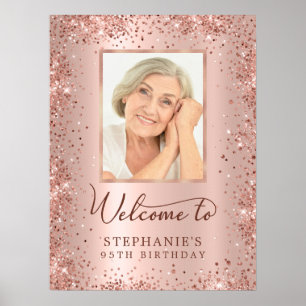 Poster Rosa Gold Foil Glitter 95th Birthday Foto de Boas-