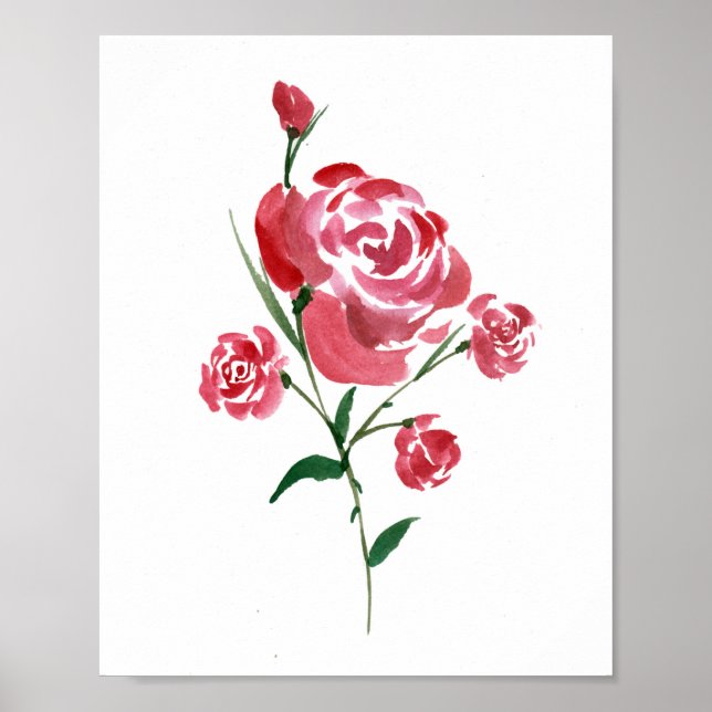 Poster Rosa Intricate Watercolor (Frente)