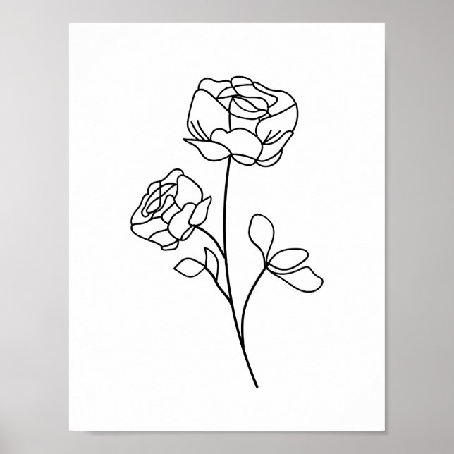 Poster Rosa Line Desenho minimalista, moderno, floral art (Frente)