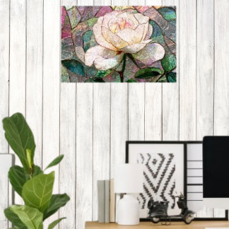 Poster Rosa Luminosa Bege Falso Vidro Manchado Pastel