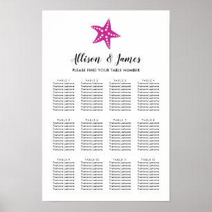 Poster Rosa moderno do fúcsia da carta do assento do