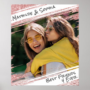 Poster Rosa moderno Dourado Brilhante e Foto BBF Melhor A