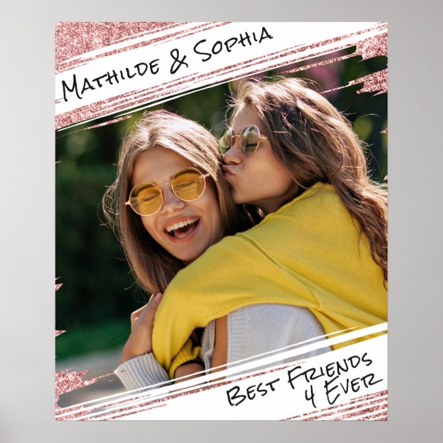 Poster Rosa moderno Dourado Brilhante e Foto BBF Melhor A (Frente)