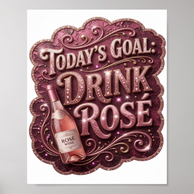 Poster Rosa Moderno META DE HOJE BEBER ROSÉ (Frente)