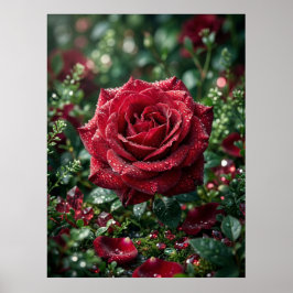 Poster Rosa Orvalho Luxo Macro Bloom