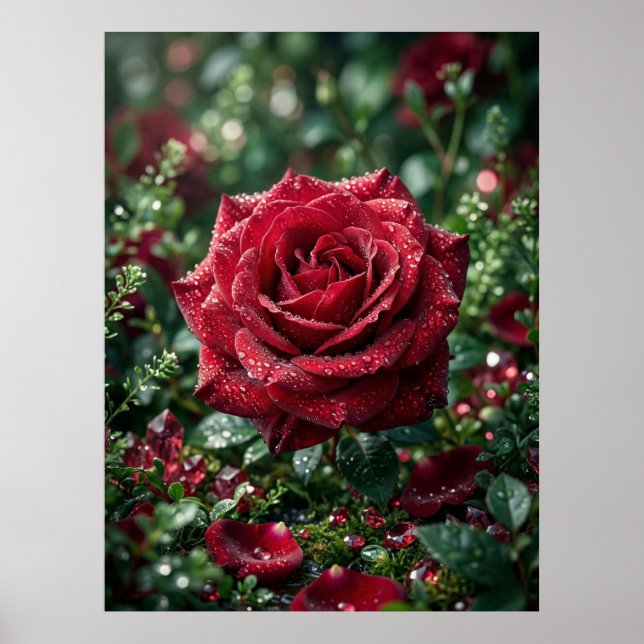 Poster Rosa Orvalho Luxo Macro Bloom (Frente)