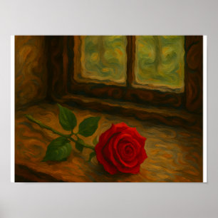 Poster Rosa pela janela