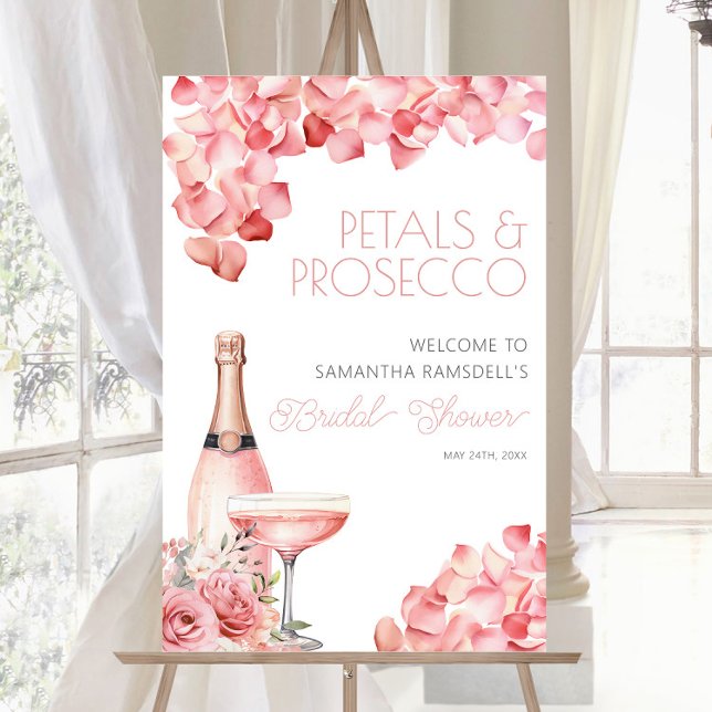 Poster Rosa Petals & Prosecco - Chá de panela Floral 24x3 (Petals & Prosecco Rose Floral Bridal Shower 24x36 Poster)
