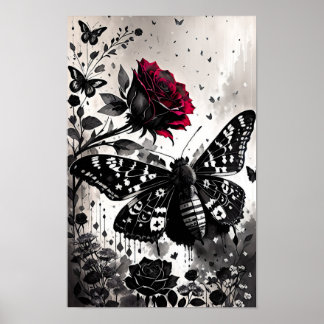 Poster Rosa preto