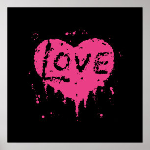 Poster Rosa preto e quente do calor do amor do punk