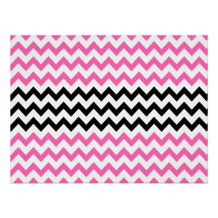 Pôster Rosa quente e preto Chevron